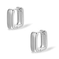 XIUQILAI 925 Sterling Silver Earrings for Women, Hypoallergenic Small Chunky Silver Hoop Huggie Earrings for Women, Dainty Square Hoops