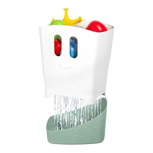 Ubbi Freestanding Bath Toy Organizer Bath Caddy with Removable Drying Rack Bin & Scoop for Toddlers + Baby, Sage