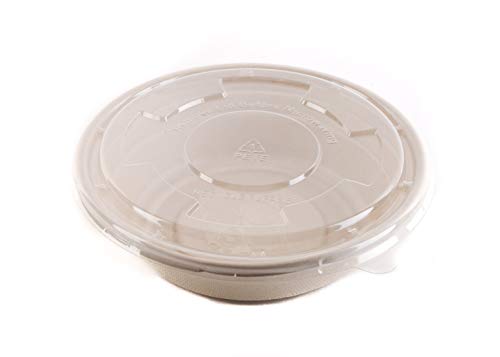50 Count - 32oz Round Disposable Bowls with Lids and Cutlery - Natural Sugarcane Bagasse Bamboo Fibers Sturdy Compostable Eco Friendly Environmental Paper Plastic Bowl Alternative - Fork,Spoon,Knife