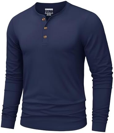 TACVASEN Herren Henley Shirt Baumwolle Langarmshirt Basic mit Knopfleiste | Langarmshirt herren, Basic Tshirt mit Knopfleiste, Longsleeve Herren, Regular Fit Freizeithemd, Casual S