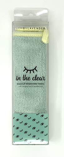 Lemon Lavender In the Clear Makeup Removing Towel with Hanging Loop and Suction Hook (Green)