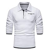 Langarm-Poloshirts für Herren, Reithemd, Knopfkragen, Poloshirt, schmale Passform, weißes Hemd, Golf, Tennis-Shirt, Sport, Langarm-Poloshirts für Herren, Teenager, Bluse, Tops, Unisex, M