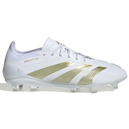 adidas Tênis unissex Predator Elite FG, Calçado branco/dourado metálico/calçado branco, 6.5 Women/5.5 Men