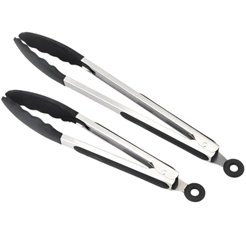 Armo® Stainless Steel Kitchen Tongs Locking Metal Food Tongs 9 INCH & 12 INCH BBQ Air Fryer Salad Pasta Kitchen Tongs Pack of 2