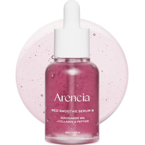 Arencia Red Collagen + Peptide Smoothie Serum, 8% Niacinamide, Vitamin C, Vitamin E, lifting anti-aging serum for skin texture for glass skin