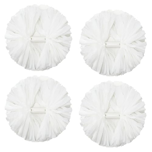 4Pcs Metallic Cheerleading Pom Poms, Creatiee 2 Pair Cheerleader Cheering Squad Pompoms for School Sports Dance Games Team Spirit Cheer (White)
