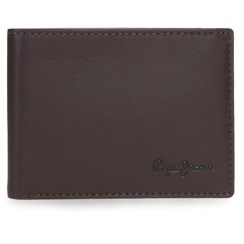 Pepe Jeans Luton Billetero con Monedero Marrón 11x8x1 cms Piel by Joumma Bags