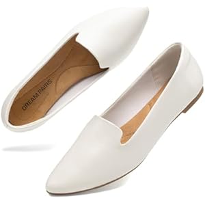 DREAM PAIRS Women's Flats, Pointed Toe Slip-On Dressy Flat Shoes, Comfortable Business Casual Dress Shoes for Office Work 8.5 White