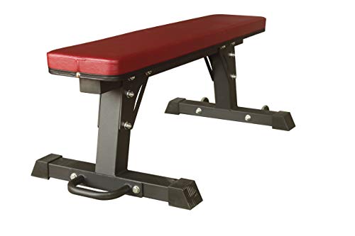 POWERT Flat Weight Bench Heavy Duty Utility Bench for Multi-Purpose Weight Training and AB Exercises-1,800 lbs Capacity (Red)