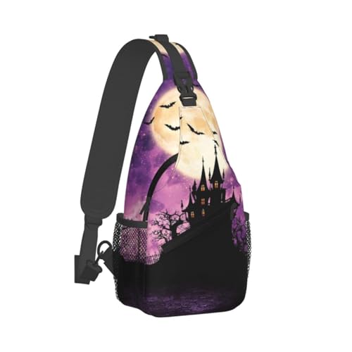 Halloween Bat Sling Bag Cute Pumpkin Crossbody Backpack Shoulder Chest Bags for Men Women Cycling Travel Walking2