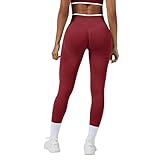 QJDFLL Yogahosen-Set mit hoher Taille für Damen, Bequeme, Dehnbare Workout-Leggings Sport-BH das Laufen im Fitnessstudio und den Alltag(Rot,L)