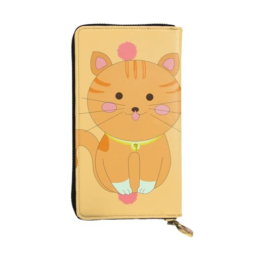 Cute Cartoon Kitten Prints Leather Long Clutch Wallet for Fashionable Girls and Women - Durable, Stylish, and Functional, Black, One Size