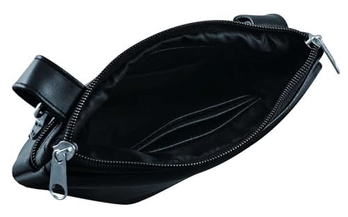 Derringer Women's Red Rose Cowhide Leather Clip-On Hip Bag - Classic Black2