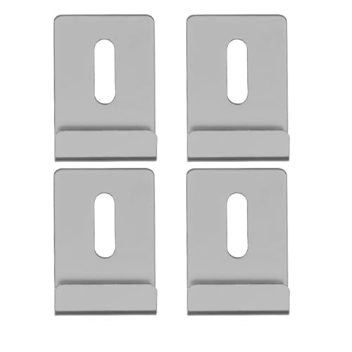 Image of Metal Mirror Holder Clip Set, 4 Pcs Silver Secure Wall Mount Brackets for Frameless Bathroom Mirrors, Glass Panels, Shelves for Home, Office, or Gym Mirrors