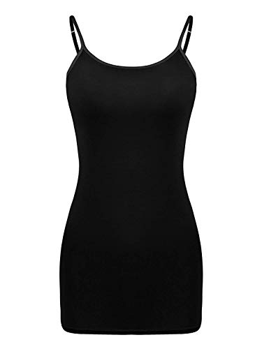 SATINIOR Women Cami Camisole Adjustable Spaghetti Strap Tank Top Basic Layering Long Tanks (XL Size, Black)