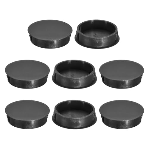 Image of uxcell 8Pcs 38mm(1-1 /2 inch) Nylon Hole Plugs, Flush Type Panel Round Snap in Fastener Knockout Locking Plugs for Furniture Insert End Caps Panels, Black