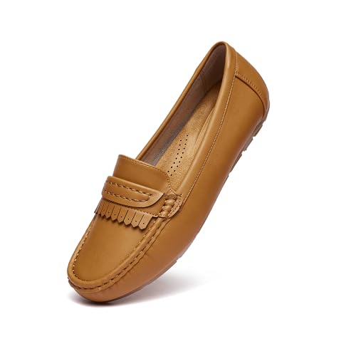 Image of Women's Business Loafers Work Casual Flats Shoes Lightweight Penny PU Leather Slip On Walking Shoes