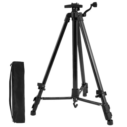 VAVPUP Caballete para pintar, caballete plegable para pintar en altura y ángulo ajustable, soporte portátil de aleación de aluminio, caballete de pintura con trípode pies antideslizantes para