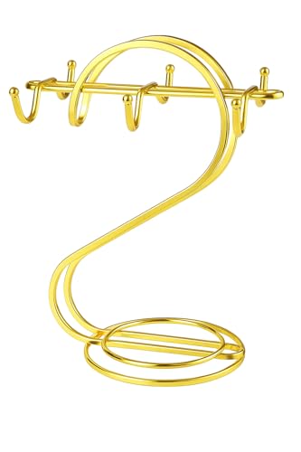 Image of Golden Metallic Cup and Saucer Stand - Set of 6 Cups Holder | Durable and Muti-Purpose Kitchen Rack | Exquisite & Stylish Design | Versatile Kitchen Countertop Rack