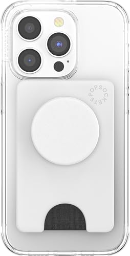 Image of PopSockets Adhesive Phone Wallet and Card Holder with Grip, White - White