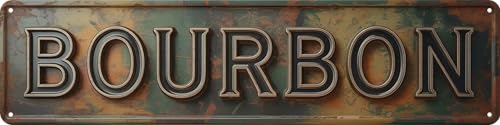 Yanrtrjin Bourbon Metal Sign 4x16in Retro Whiskey Plaque for Bar Man Cave Wall Decor Distillery Gift