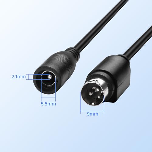 PNGKNYOCN 17CM 3 Pin DIN zu 5.5 X 2.1mm DC Power kurzes Kabel für CCTV Kamera System Ladegeräte Adapter (2-Pack)