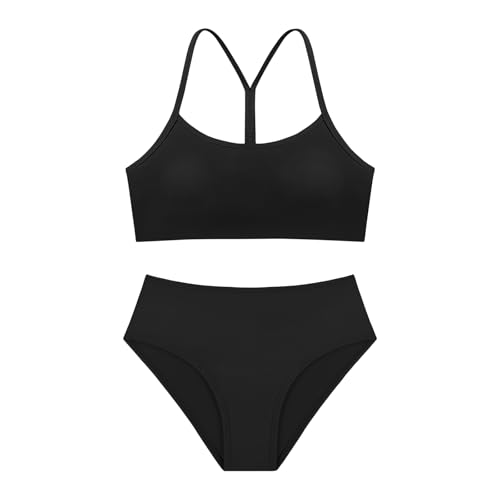 Image of Weixinbuy Girls Swimsuits Bikini Set Kids Bathing Suit Bikini Top Bottom 2Pcs Teen Girls' Swimwear Set