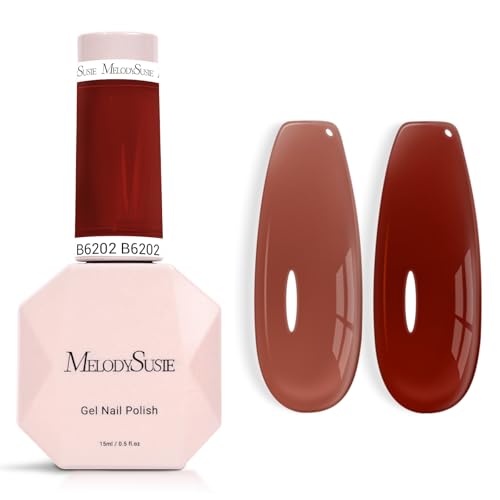 Image of MelodySusie Jeweliver Gel Nail Polish, 0.5Fl.oz Gel Polish Brown Color Soak Off UV LED Light Cure Gift for Women Manicure Nail Art DIY at Home B6202