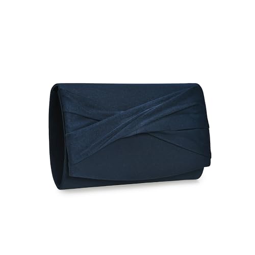 FLAIRFOLIO Elegant Clutch Purses for Women Evening Bags and Clutches Formal Faux Suede Purse for Prom Wedding Party (Navy)