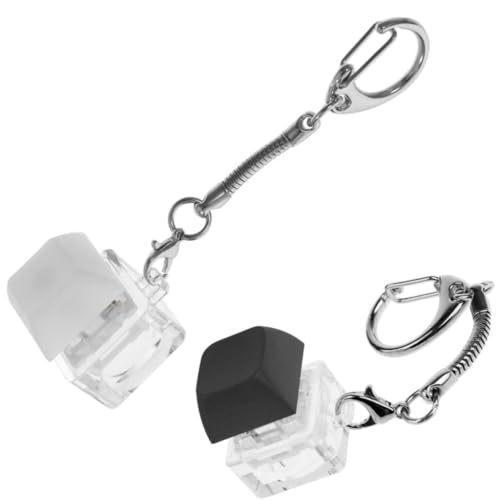 Porta-chaves de teclado, 2 peças porta-chaves em forma de tecla, preto e branco Gadget de escritório, Gadget clickeable brinquedo anti-stress de teclado para reduzir o stress e aumentar a concentração