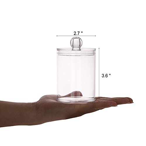 Image of Tbestmax 3 Pack Plastic Cotton Swab Ball Pad Holder, 10 Oz Bathroom Organizer, Qtip Apothecary Jar Clear Container Dispenser