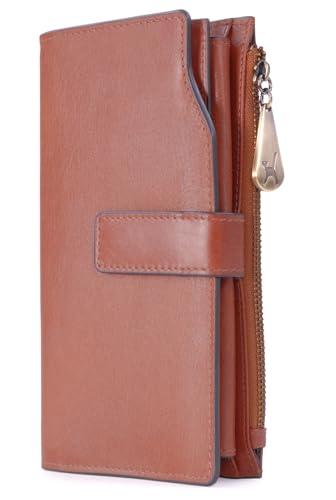 Catwalk Collection Handbags   Cartera Grande de Mujer   Monedero de Piel   Billetera para Móvil y 20 Tarjetas   RFID   Caja Regalo   Stella   Tostado
