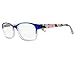 Blue/Brown Women Flower Rectangle Full Frame Reader Reading Glasses (Blue, 1.50)