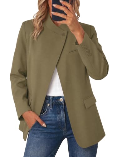 Cicy Bell Women Casual Blazer Business Stand Collar Open Front Suit Jacket