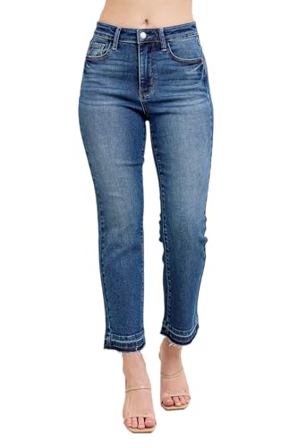 Judy Blue Women's High Waist Vintage Wash Release Hem Kick Flare Jeans Plus Size