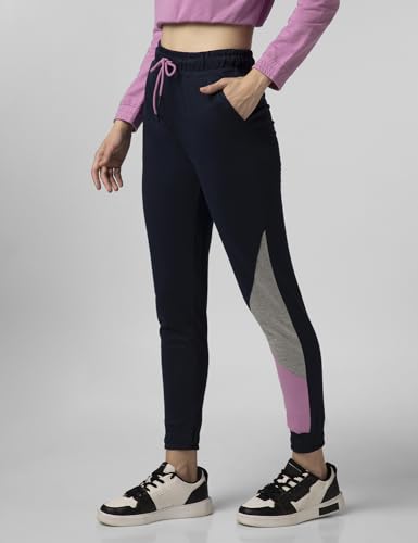 Image of FYLTR Women's Winter Assymetric Colourblock Joggers with Elasticated Waistband & Contrast Drawcord | Trackpants for Women | Winter Joggers for Women