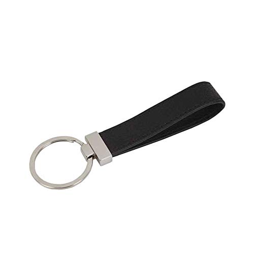 JNJSTELLA Genuine Leather Key Fob Chain Ring Keychains Black