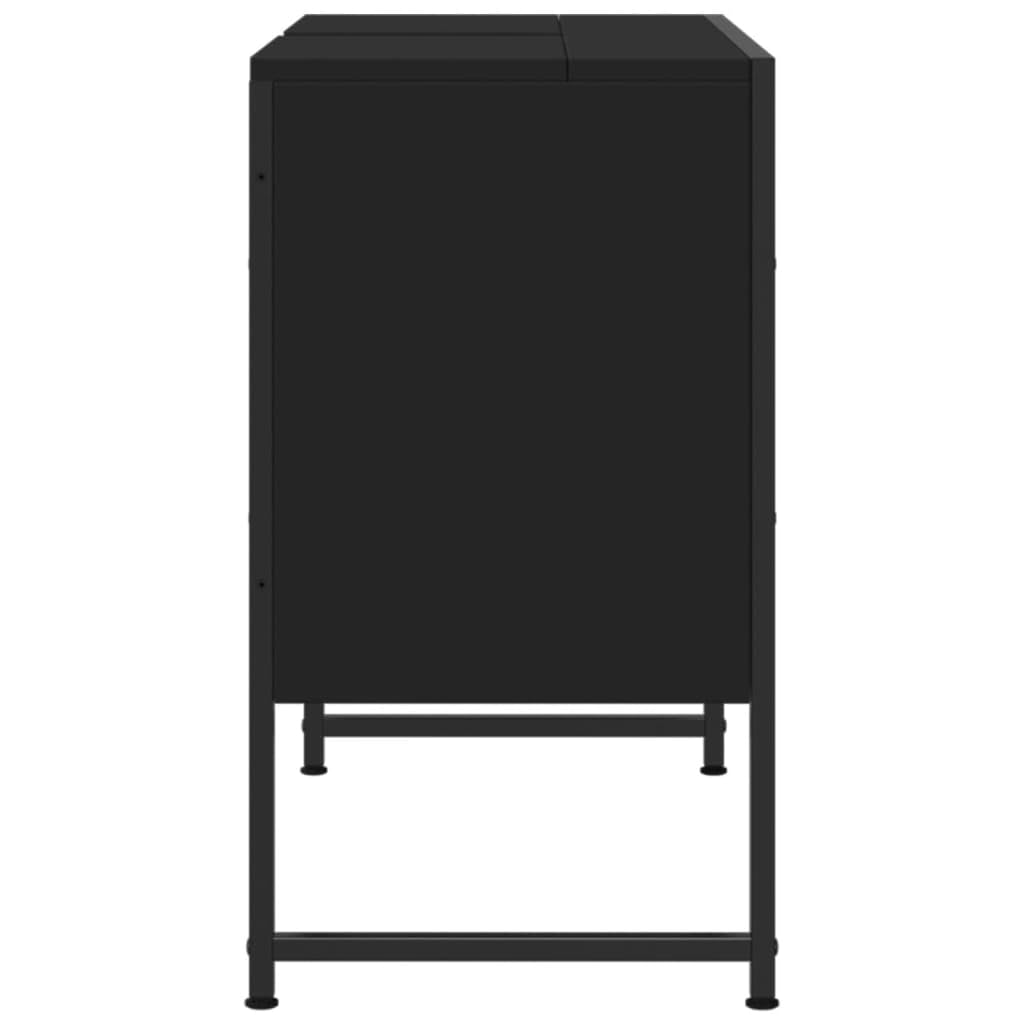 LAPOOH Szafka łazienkowa pod umywalkę czarna 80 x 33 x 60 cm drewno inżynieryjne, szafka łazienkowa, meble łazienkowe, szafka łazienkowa 842461
