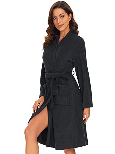 Image of Vislivin Womens Lightweight Bathrobe Soft Kimono Robes Terry Cloth Bathrobe Knee Length Bath Gown