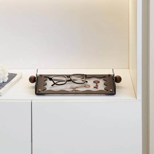 Bandeja decorativa para recibidor YWMJZEU de madera con panel ondulado 3