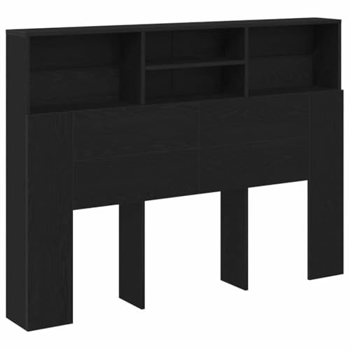 vidaXL Headboard Cabinet Black oak 140 x 19 x 103.5 cm Engin