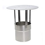 acerto 30165 Edelstahl Schornsteinabdeckung, 180mm * Witterungsbeständig * Genehmigungsfrei * Einfache Montage Regenhaube Kaminabdeckung Kaminhaube Regen Wind & Vögeln Edelstahlschornstein-Haube