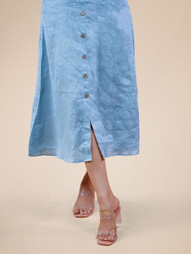 Image of Sundrop Shirt Midi Dress for Women - Casual Button Down Long Dress - Short Sleeve Collared Midi Dress