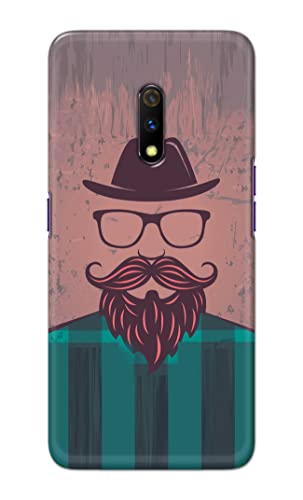 Image of PRINTFIDAA Man Icon with Beard Shirt Hipster Printed Designer Hard Case for Realme X /Oppo K3, RMX1901 Back Cover -(e) RPM1001