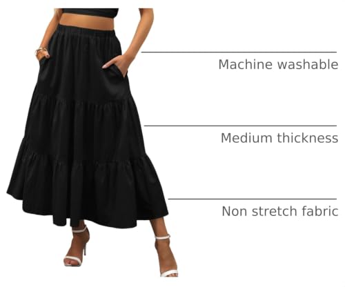 Image of ANRABESS Women's Summer Boho Flowy Swing Tiered A-Line Maxi Skirt 2026 Fashion Trendy Elastic Waist Pleated Long Beach Dress