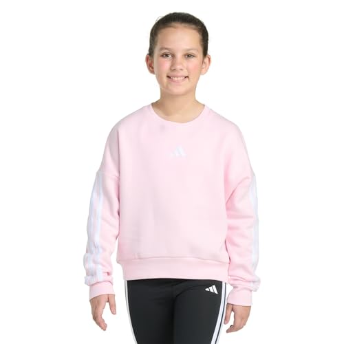 adidas Girls' Fleece 3-Stripe Crewneck Sweatshirt