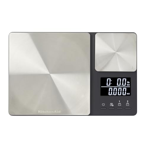 Comparison: Best Kitchen Scale For Baking 7 KitchenAid KQ909 Dual Platform Digital Kitchen and Food Scale, 11 pound capacity and Precision 16oz capacity, Black with Stainless Steel