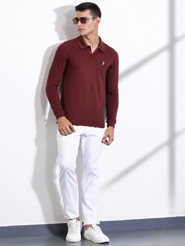 Image of Thomas Scott Men's | Solid | Full Sleeve | Regular Fit | Cotton Blend | Polo Collar | Casual Tshirt