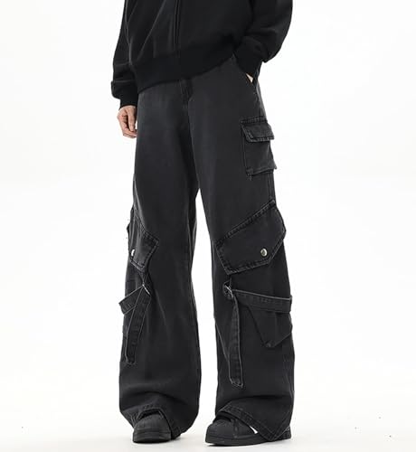 Baggy Cargo Jeans for Women Men High Waist Multi-Pockets Vintage Grunge Denim Pants Hip Hop Harajuku 2000s Streetwear2