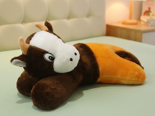 Image of Tickles Bull Soft Stuffed Plush Animal Bolster Pillow Cushion for Kids Boys & Girls Birthday Gift (Size: 40 cm Color: Multicolor)